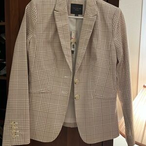 Elegant Beige Plaid Blazer